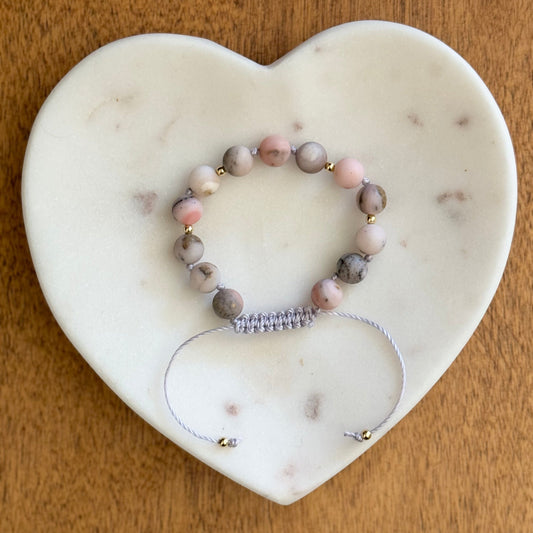 Zebra Pink Opal Gemstone Mala Bracelet