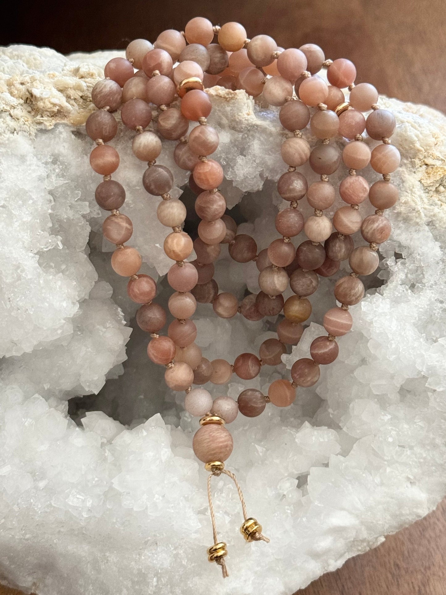 Sunstone Gemstone Mala Necklace