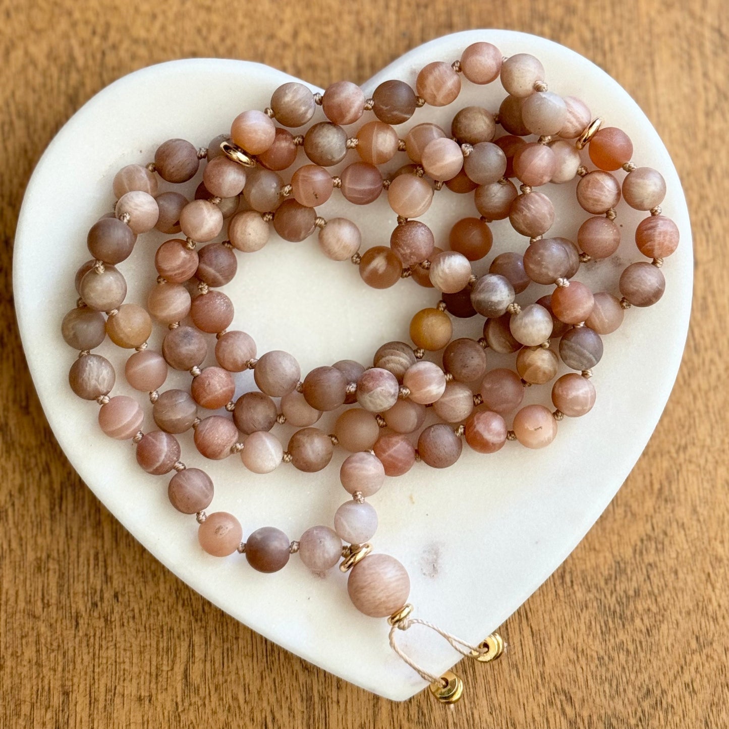 Sunstone Gemstone Mala Necklace and Prayer Beads