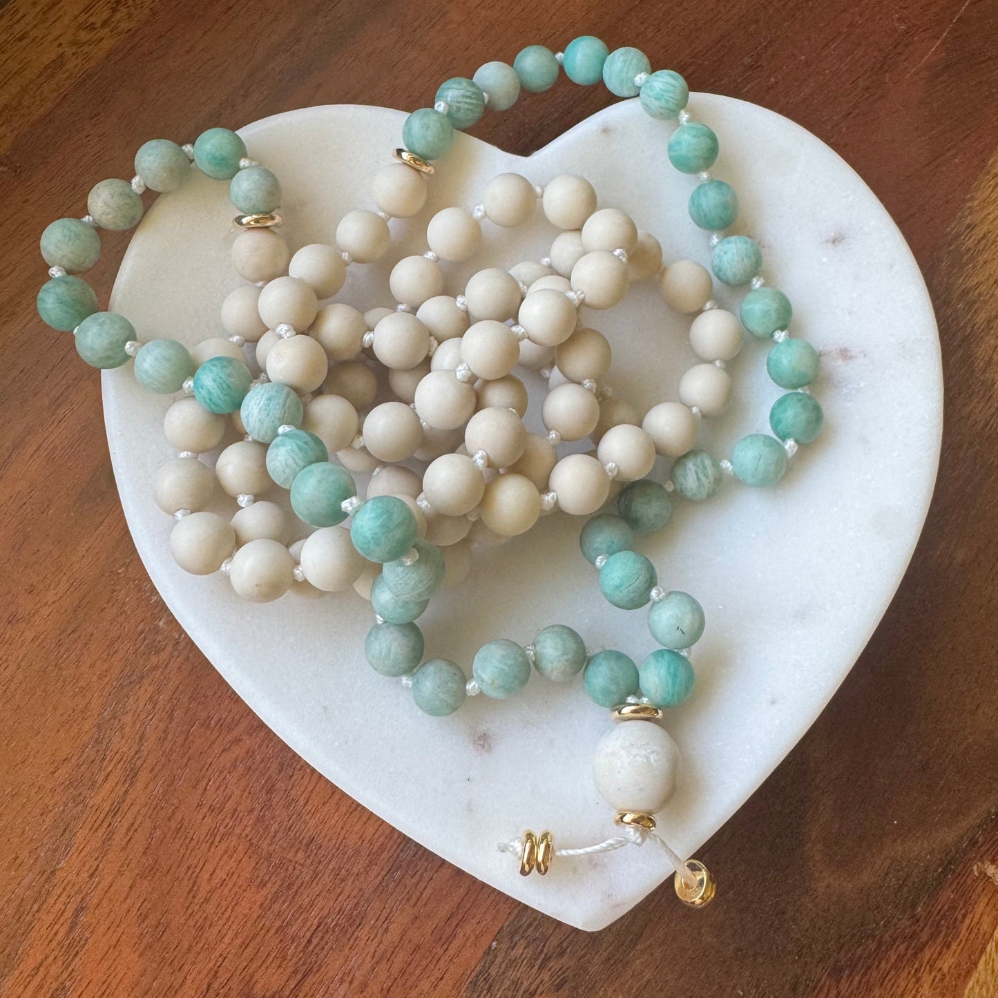 amazonite and riverstone mala necklace