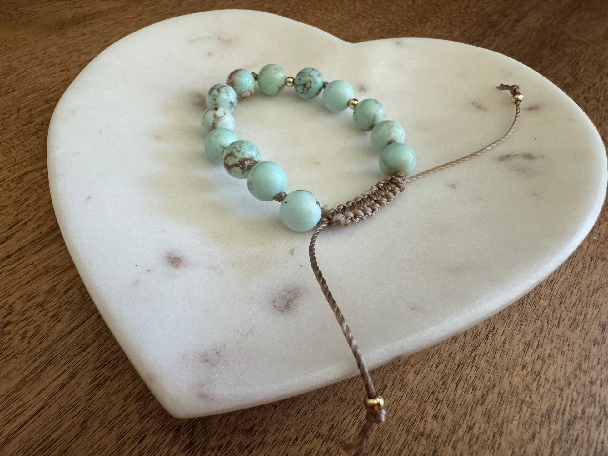 Turquoise Gemstone Mala Bracelet with 18 kt gold beads